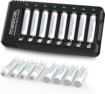 POWEROWL AAA Rechargeable Batteries 16 Pack w/Charger, High Capacity Rechargeable AAA Batteries 1000mAh 1.2V NiMH Low Self Discharge