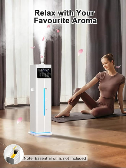 Zeova 9L/2.4Gal Smart Cool Mist Humidifier, Top Fill Quiet Humidifier Large Room, Covers 550ft², App & Remote Control, 60H Runtime, 7 Colors Light, 4 Mist Modes Humidifiers for Bedroom, Office, White