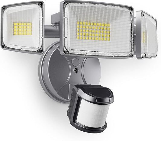 Onforu 75W LED Motion Sensor Outdoor Lights, Dusk to Dawn Flood Light Outdoor Motion Sensor, Hardwired Security Light Floodlights Outside 7500LM 6500K Daylight IP65 Waterproof (Gray)
