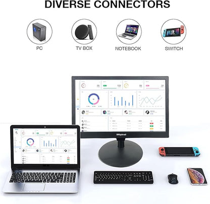 SKitphrati 15.6 Inch Small Computer PC Monitor, 1366x768 Video Screen With HDMI VGA BNC Ports, VESA Mounting, NVR/DVR for Home Office, Built-in Speakers