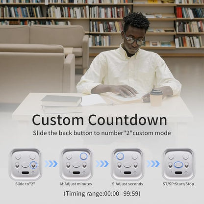 Productivity Timer Flip Gravity Sensor Cube Timer Countdown & Countup,Mute & Vibrate & Sound，5/10/30/60min & Custom Timing, Perfect for ADHD,Work,Learning,Kitchen Cooking (3, Black+White+Blue)