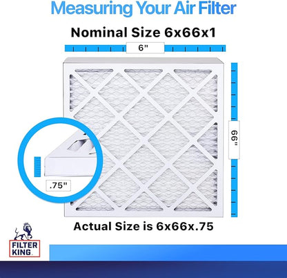 Filter King 6x66x1 Air Filter | 4-PACK | MERV 8 HVAC Pleated A/C Furnace Filters | MADE IN USA | Actual Size: 6 x 66 x .75"