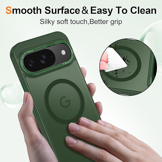 Magnetic for Google Pixel 10/Pixel 10 Pro Case, [Military Grade Drop Protection] [Compatible with MagSafe] Shockproof Slim Translucent Matte Anti-Slip for Women Girls Men Case, Forest Green