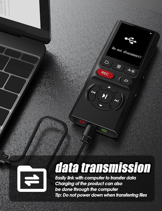 64GB Jaswill Digital Voice Recorder with Playback Long Battery 2-inch Screen MP3 Audio Recording for Meetings Lectures and Interviews Portable USB Recording Device with Voice Activation