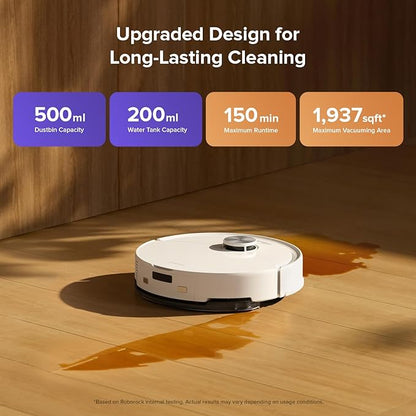 roborock Q10 S5 Robot Vacuum and Mop Cleaner, 10000Pa HyperForce Suction, Dual Anti-Tangle System, Auto-Lifting Mop, ReactiveTech Obstacle Avoidance, App Control, for Pet Hair and Carpet, White