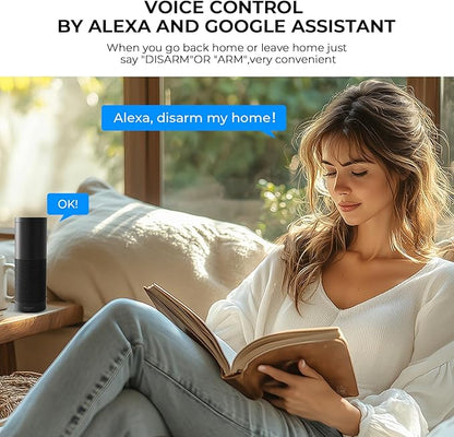 PGST Home Security Alarm System,Smart Home Alarm System with Door/Motion Sensors,GSM 4G/Tuya APP Alerts,Compatible with Alexa and Google Assiatant for Home,Villa,Kids Safety