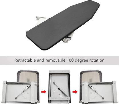 AKOZLIN Retractable Pull Out Ironing Board Closet Sliding Out Swivel Iron Board Mounted in Drawer with Heat Resistant Ironing Cover, Board Size: 31.88"*13", Gray