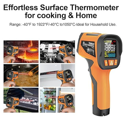 TEMIRUP Infrared Thermometer High Temperature Gun -40℉ to 1922℉, 30:1 Pyrometer Digital IR Laser Thermometer Temp Gun with Probe for Cooking, Pizza Oven, Engine, Kilns, Forges, Industry & Home Repair