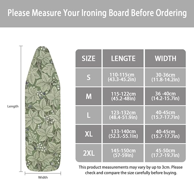 ZCFYGDX Ironing Board Covers Lightweight & Breathable Anti-Slip & Wear-Resistant (14 x 45 in) with Nylon Buckle Straps Elastic Edge Easy to Install, Scorch Resistant, William Morris Prints Size-S