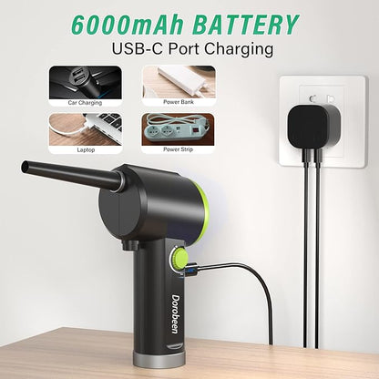 DOROBEEN Compressed Air Duster, Cordless Handheld Air Blower, Stepless Speed, 41000RPM, Portable Rechargeable Built-in Battery, Electric Air Duster for Computer Keyboard Electronics Cleaning