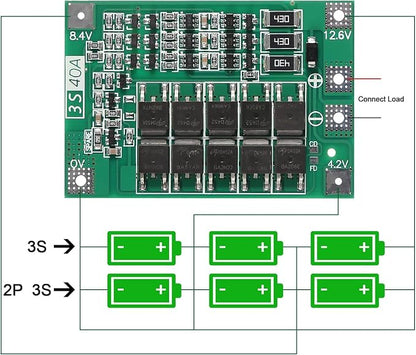 Gebildet 3pcs 3S 11.1V 12V 12.6V 40A 18650 Charger PCB BMS Protection Board Li-ion Lithium Battery Charger Lipo Cell Module for Drill Motor with Balance