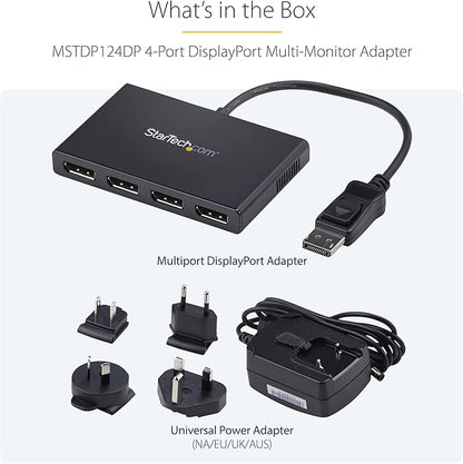 StarTech.com 4-Port DisplayPort 1.2 Splitter, DisplayPort to 4x DP Multi-Monitor Adapter, Quad 1080p 60Hz Computer MST Hub, Windows Only, No Drivers (MSTDP124DP)