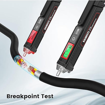 KAIWEETS Voltage Tester/Non-Contact Voltage Tester with Signal Percentage, Dual Range AC 12V/70V-1000V, Live/Null Wire Tester, Electrical Tester with LCD Display, Wire Breakpoint Finder (Black)