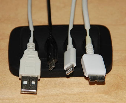 Desktop Cable Organizer, Weighted, Eco-Friendly Silicone, No Bad Smell, Bundled with 4 Reusable Cable Ties (Black)