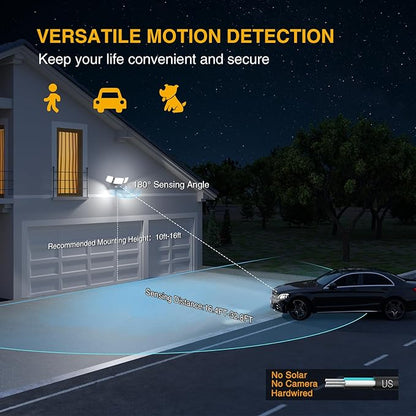 Onforu 2 Pack 100W LED Security Lights Motion Sensor Outdoor, 9000LM Super Bright Flood Light Motion Detector, IP65 Waterproof Exterior Floodlight, 6000K Hardwired Wall Light (White)