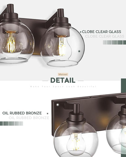 METWET Bathroom Light Fixtures Over Mirror, 5-Light Oil Rubbed Bronze Bathroom Vanity Light with Globe Clear Glass Shade, 32 Inch Modern Sconces Wall Lighting, VL195-ORB-5