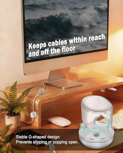 Rotatable Cord Organizer, Snap-Lock Cable Clips Phone Charger Cord Holder, 8 Pack Desk Cable Management, Adhesive Wire Organizer for Nightstand/Car/Kitchen/Office Accessories/Room Decor, Clear