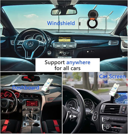 Phone Holders for Your Car Phone Holder Mount for MagSafe 360° Adjustable Vacuum Suction Magnetic Car Phones Mount Cellphone Holder for iPhone 16 15 14 13 12 Series and Android (Zinc Alloy)