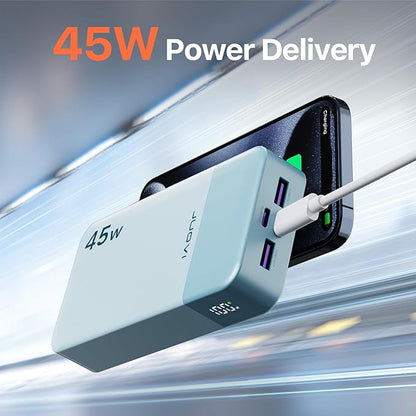 JUOVI J2621 Power Bank Portable Charger,20000mAh 45W PD3.0 QC 4.0 Fast Charging Battery Pack with LED Display,2 USB-C,2 USB-A for iPhone Tablet MacBook