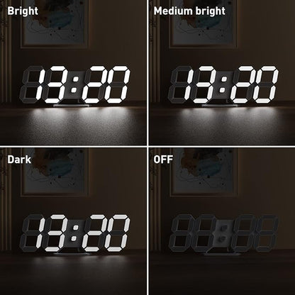 EDUP HOME 3D LED Digital Wall Clock/Desk Alarm Clock with Remote Control for Kitchen Bedroom Office, 9.7" LED Night Light Decor Clock Adjust Brightness 12H/24H Time Date Temperature, Great Gift