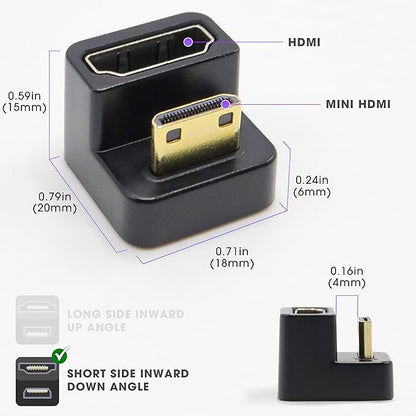 Kado Portable Monitor 180 Degree Adapter Set - Mini HDMI to HDMI 4K 60Hz U Shaped USB-C to USB-C USB 3.1 Gen 2 10Gbps 60W PD Charging Extender Converter for Laptop and Tablet (Mega Combo)