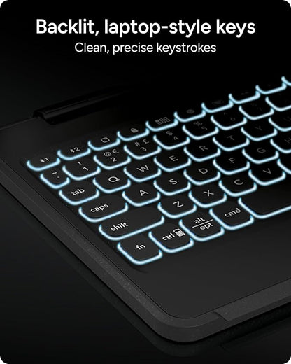 ZAGG Rugged Book Detachable Case and Magnetic-Hinged Keyboard for iPad Air, iPad Air 2, iPad 9.7, iPad 9.7 Pro - Multi-Device Bluetooth Pairing, Backlit Keyboard - USB-C to USB-C Cable Included, Black