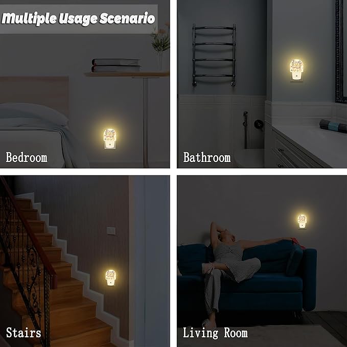 sndheke USA Flag Dog Couple Night Light Plug into Wall, American Patriotic Cute Dogs Dusk to Dawn Night Light Plug in,0.5w Energy Saving Sleep Friendly NightLight for Kids Boys Girls Home Decor