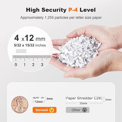 Bonsaii Paper Shredder Heavy Duty, 200-Sheet Auto Feed Micro-Cut 60 Minutes Nonstop P-4 High Security Shredders, 8.1 Gallon Large Bin Document Shredder for Office, Commercial Grade Shredder (C283-A)