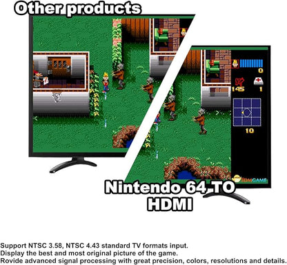 Azduou N64 to HDMI Converter Converts N64 Game Console Video Signal to HDMI Signal Easily Connect The Game Console to HDTV Adapter/Converter（Support N64，SNES，SFC，NGC 4 in 1）