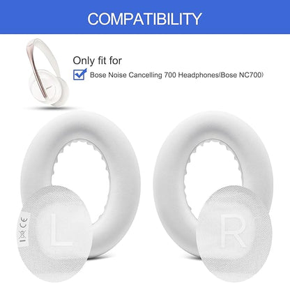 Replacement Ear Pads for Bose NC700 Noise Cancelling Headphones, Upgrade Protein Leather Earpad Cushions for Bose 700 Over-Ear Headset (Soapstone White)