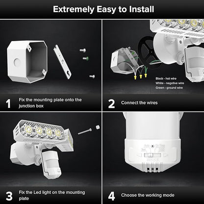 SANSI 36W LED Motion Sensor Outdoor Lights,Hardwired Security Light Motion Activated,Flood Lights Dusk to Dawn 3600LM,Motion Detection Lights,Super Bright for Yard,Garage,350W Equiv 5000K IP65,White