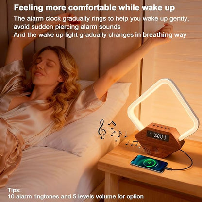 Xunhomon Sunrise Alarm Clock for Bedrooms Heavy Sleepers 15 Sleep Sounds White Noise Machine Baby/Adults 3 Color Table Lamp 10 Ringtones with PD22.5W USB C Fast Charger Birthday Gifts for Women