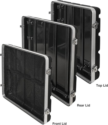 Sound Town Lightweight and Compact 10U ATA ABS Rack Case, with Slant Mixer Top, Casters, 24.5" Depth, 12U Top and 10U Side Spaces (STMR-A12X10UW)
