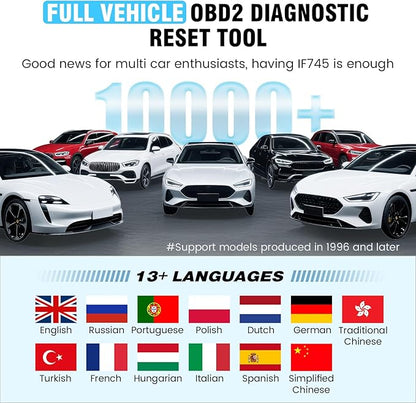 2026 BOSSCOMM IF745 OBD2 Scanner, All Systems Car Code Reader Scan Tool with 6 Resets, ABS Bleeding/Oil/EPB/SAS/Throttle/Battery, Car Scanner Diagnostic Tool for All Vehicles, Lifetime Free Update