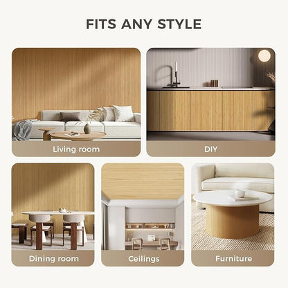 OUZUGIE 1 Pack 96x48 Inch Natural Bamboo Wall Panel – Twinned Carbides Pole Wrap Paneling for Walls, Ceilings, Cabinets, Furniture – Ideal for Bedroom, Living Room & Office DIY Decor