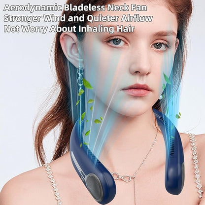 Portable Neck Fan,Hands Free Personal Wearable Bladeless Fan,6000mAh USB Rechargeable,360° Cooling,LED Display,4-Speeds,Birthday Gifts for Men Women Dad Mom,Valentines Day Gifts for Her Him (Blue)