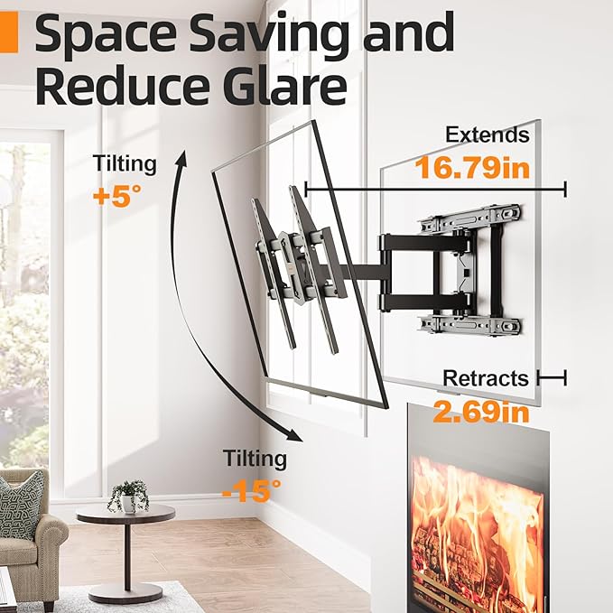 IWORKBORAD 42-86 '' Full Motion TV Wall Mount 24 Inch Studs, Heavy Duty TV Mount 24 inch Studs, Swivel Tilt Extension Level, up to 110 lbs & 600x400mm VESA