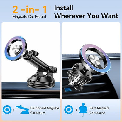 for MagSafe Car Mount【 Windshield + Vent + Dash 】 Magnetic Phone Holder for Car Phone Holder Mount Cell Phone Holders for Your Car Truck Suction Car Phone Mount for iPhone 16 Pro Max 15 14 13 12 Plus