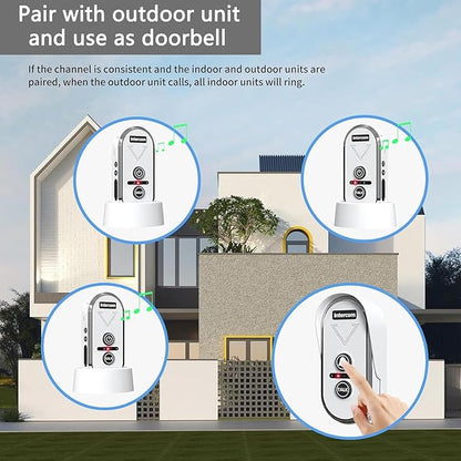 PANDAAR Intercoms Wireless for Home, 2 Way Intercom Communication 4900ft Long Range,Room to Room Intercom Wireless with 3 Volume Levels,20 Chimes Home Intercom System for Indoor Outdoor Use