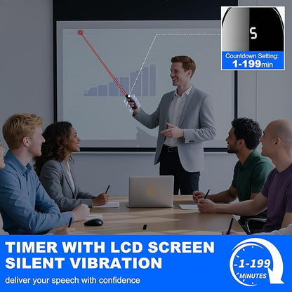 [Timer LCD Display] Rechargeable Presentation Clicker Wireless Presenter Remote w Laser Pointer Long Range Power Point Clicker Slide Clicker for Office Classroom Teacher