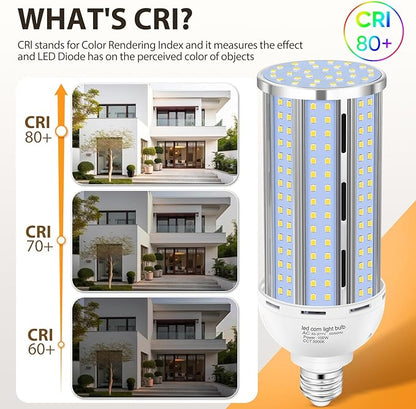 XYCN 4 Pack 100W Corn LED Light Bulb Fanless,5000K Daylight(1000 Watt Equivalent) E26/E39 Large Mogul Base LED Cob Lamp 15,800LM for Outdoor Indoor Garage Warehouse Factory Workshop Street Backyard