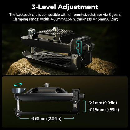 SMALLRIG Camera Clip with Plate, Quick Release System, Max Payload 40kg/88lb, for Sony, for Nikon, for Fujifilm, for DSLR Action Camera, Backpack Strap Clip Kit for Arca-Swiss - 5053