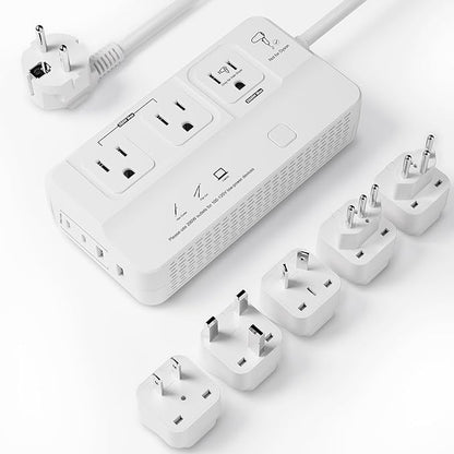 220v to 110v Travel Voltage Converter : International Universal Power Plug Adapter Outlet Converters US to Europe - High Power Hair Dryer Dual Voltage Step Down Plugs Transformer for European UK EU