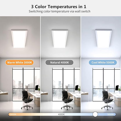 AIKVSXER 1 Pack 1x4 LED Flat Panel Light, 50W 5500LM Surface Mount Ceiling Fixture, 3CCT (3000K/4000K/5000K), Ultra-Thin 48In, 10-100% Triac Dimmable for Kitchen, Garage, Office, Basement