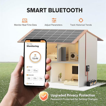 LiTime MPPT Solar Charge Controller (Bluetooth) - Solar Panel Regulator -150V, 100Amp, 12/24/36/48Volt for LiFePO4 and Lead-Acid Battery in Solar System