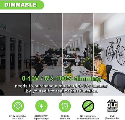 Cortelco 2x4 LED Troffer Light-25W/30W/35W/40W/50W,Up to 7500 Lumens,4 CCT Selectable 3000K/3500K/4000K/5000K,0-10V Dimmable Drop Ceiling Panel,100-277V,ETL & DLC Listed,Commercial Grade,2 Pack