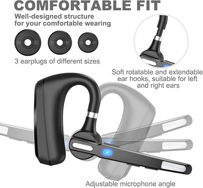 MQQC Bluetooth Headset V5.0, Wireless Bluetooth Earpiece 24Hrs HD Calling,CVC8.0 Dual Mic Noise Cancelling, Hands-Free Bluetooth Earphone for Driving/Business/Office