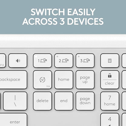 Logitech Signature Slim K950 Wireless Keyboard, Sleek Design, Switch Typing Between Devices, Quiet Typing, Bluetooth, Multi-OS, Windows, Mac, Chrome - Off-White