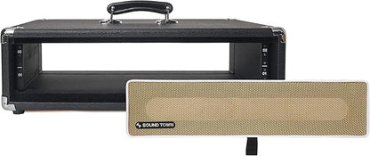 Sound Town Vintage 2U Amp Rack Case, 12.5" Depth with Rubber Feet, Dust Cover, Kickstand, Black (STVRC-2BK)