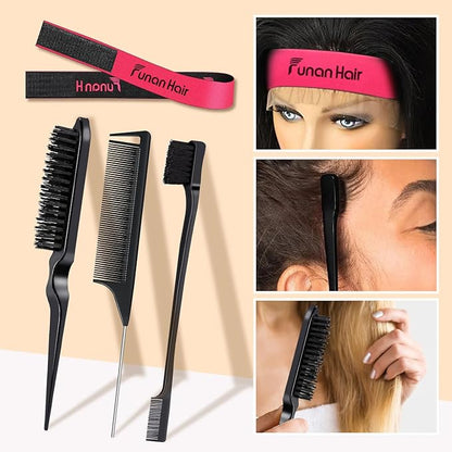 PasaRose 7Pcs Hair Wax Set for Non-Greasy Styling - Includes Wax Sticks, Finishing Sticks, Styling Combs, and Elastic Bands